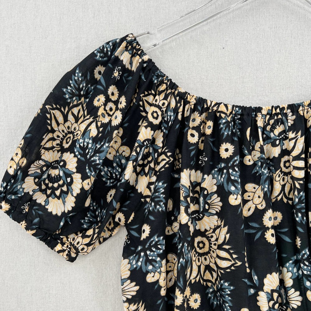 TIARE HAWAII Shirt Womens One Size Black Floral Lover Off the Shoulder Crop Top - Picture 4 of 12